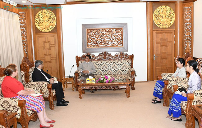U Than Swe, Deputy Prime Minister and Union Minister for Foreign Affairs receives Head of Office of the United Nations Office for the Coordination of Humanitarian Affairs (UNOCHA) (9 November 2023, Nay Pyi Taw)