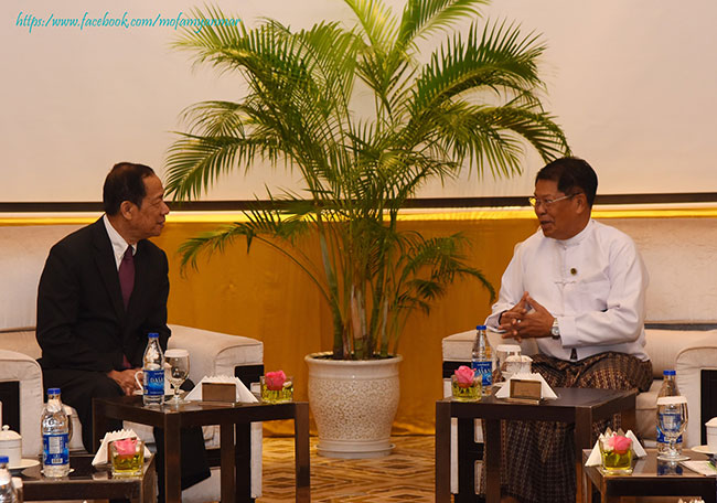 Deputy Prime Minister and Union Minister for Foreign Affairs receives Special Envoy of ASEAN Chair (10 January 2024, Nay Pyi Taw)