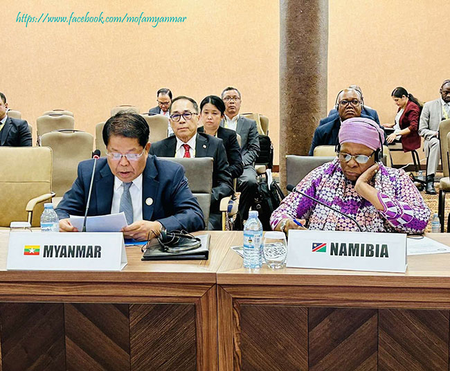 Deputy Prime Minister and Union Minister for Foreign Affairs U Than Swe attends Ministerial Meeting of the Non-Aligned Movement in Kampala, Uganda (18-1-2024, Nay Pyi Taw)