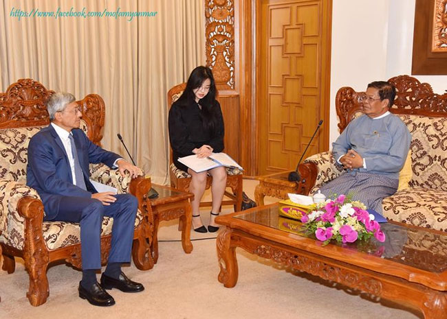 Deputy Prime Minister and Union Minister for Foreign Affairs receives Ambassador of China to Myanmar (7 May 2024, Nay Pyi Taw)