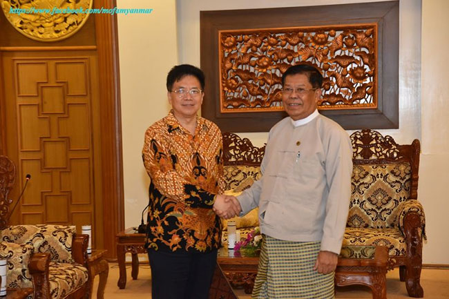 Deputy Prime Minister and Union Minister for Foreign Affairs receives Special Envoy for Asian Affairs of the Ministry of Foreign Affairs of the People’s Republic of China (18-6-2024, Nay Pyi Taw)