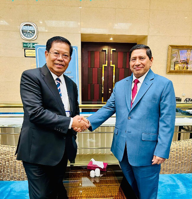 Deputy Prime Minister and Union Minister for Foreign Affairs U Than Swe holds separate talks with the Heads of Delegation of Thailand, Nepal and Qatar on the sidelines of 19th Asia Cooperation Dialogue (ACD) Ministerial Meeting in Tehran (24 June 2024, Tehran)