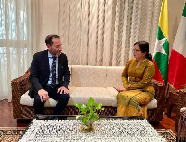 Ambassador Hmway Hmway Khyne received Mr. Andrea Vannini, Honorary Consul of Myanmar to Tuscany Region