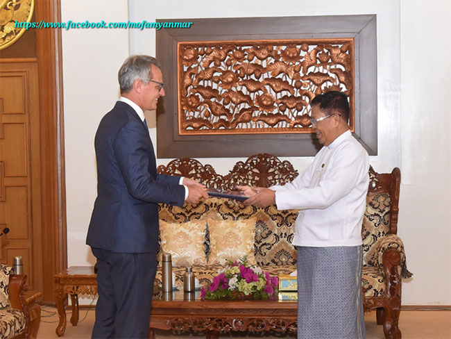 WFP Representative to Myanmar presents his Credentials to the Deputy Prime Minister and Union Minister for Foreign Affairs (20-11-2024, Nay Pyi Taw)