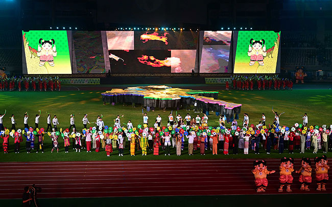 The Grand Opening of the Fifth National Sports Festival was held in Nay Pyi Taw on 9 December 2024 Taw as a symbol of Unity, Pride, and Athletic Excellence