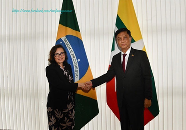 The Myanmar delegation led by H.E. U Lwin Oo, Deputy Minister for Foreign Affairs attends the 4th Political Consultations meeting between Myanmar and Brazil (31 January 2025, Brasília)